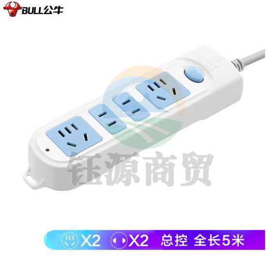 公牛(BULL)新国标插座 GN-607 4位总控全长5米