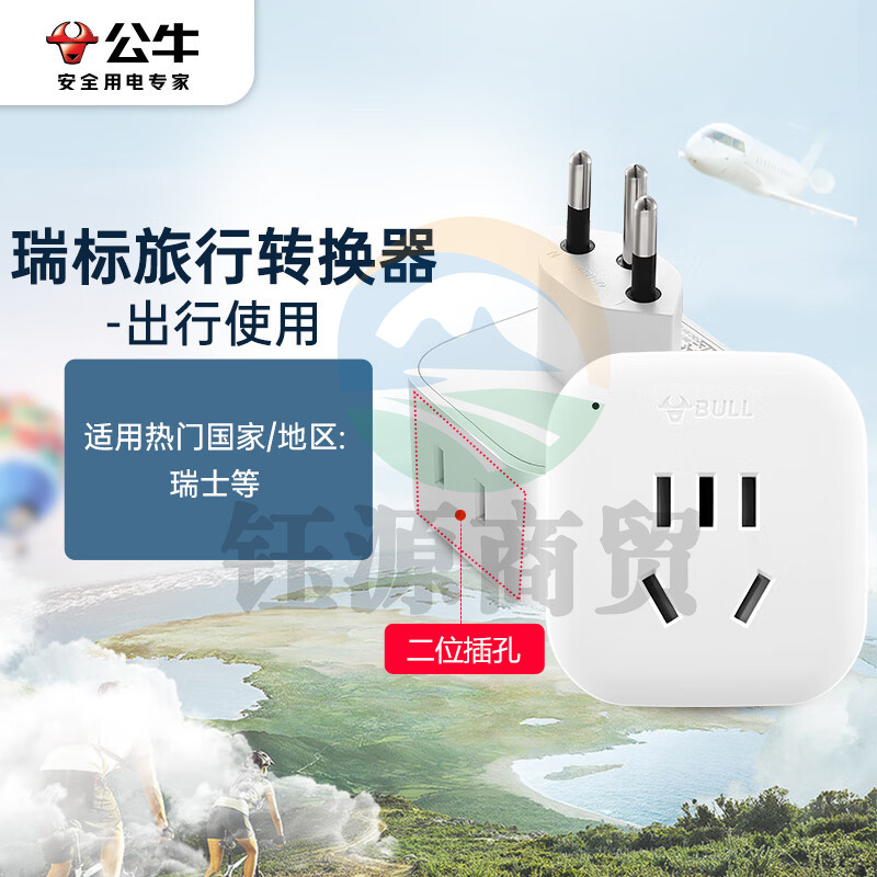 公牛（BULL）2位瑞士标转国标 电源转换器插座适合国外使用（瑞士 卢旺达等） GN-L01W