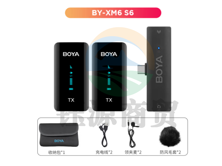 BOYA 博雅麦克风BY-XM6-S6一拖二迷你无线麦克风小蜜蜂领夹麦克风 电脑手机直播带货户外短视频收音无线话筒
