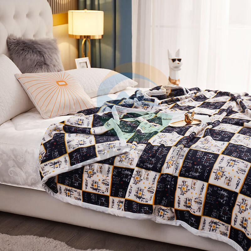 北极绒 雪貂绒毯 法莱绒珊瑚绒盖毯保暖毯子120X200cm 黑白配