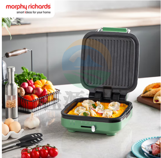 摩飞电器（Morphyrichards）电饼铛 家用双面加热大火力三明治早餐机 下盘可拆卸面包吐司煎烤机烙饼锅 MR8600清新绿