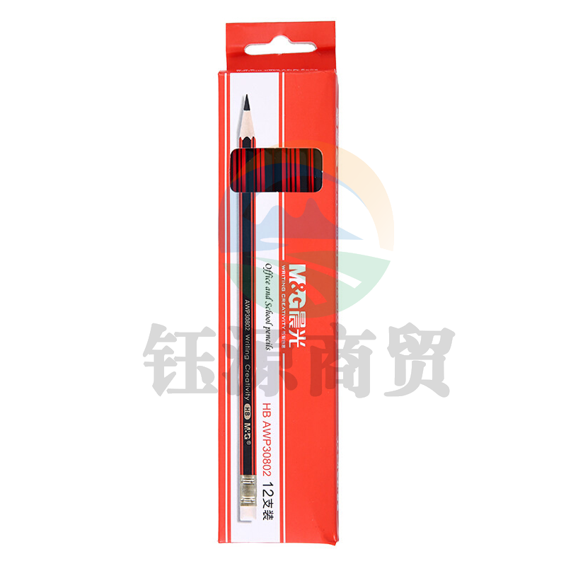 晨光 M＆G 红黑色抽条笔杆HB铅笔 AWP30802 12支/盒 (大包装)