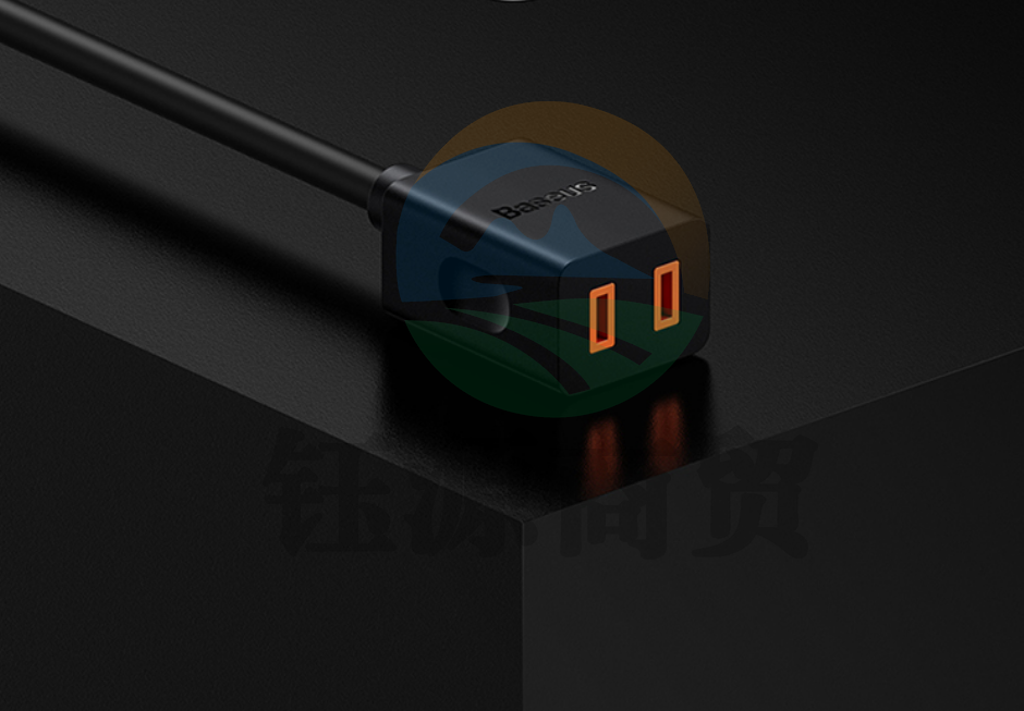 倍思 迷你旅行充电器 延长线 二插孔电源线 适用手机笔记本 PS211 1米黑