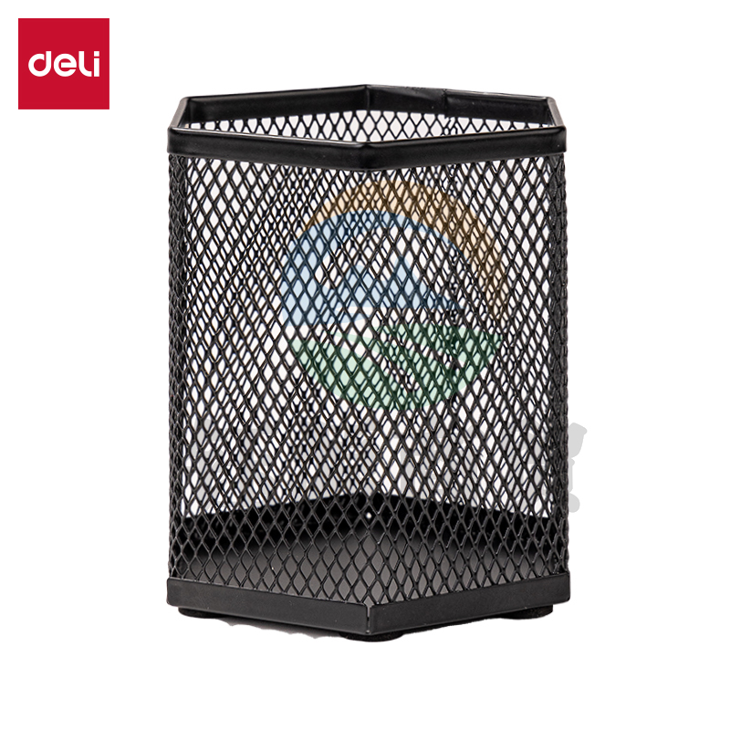 5月新品 得力(deli)金属笔筒简约桌面文具收纳盒文具收纳摆件 黑色PK910