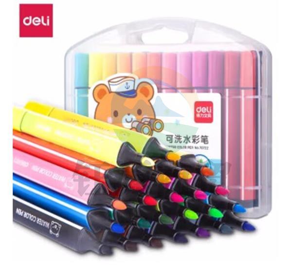 得力(deli) 三角杆水彩笔画笔24色/盒 70722