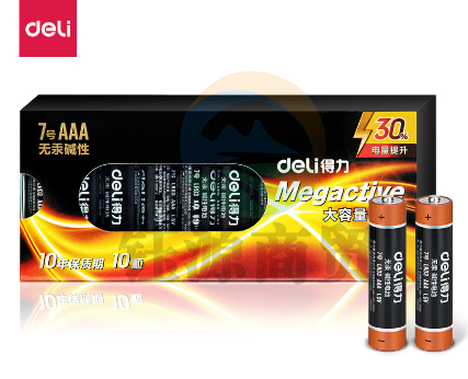 得力18506碱性7号电池10粒盒装(黑) 单位：盒