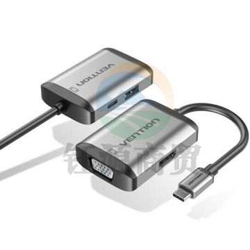 威迅(VENTION) Type-C扩展坞USB-C转HDMI/VGA转换器 4k投屏转接头分线器拓展坞TFAHB PJ.957