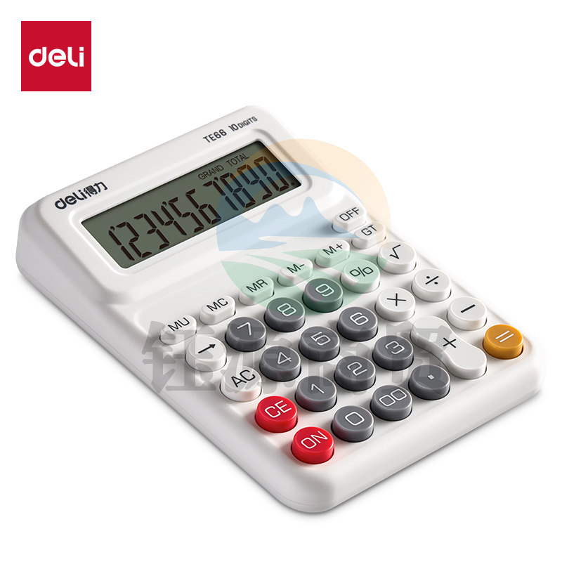 6月新品 得力TE66人教版桌面计算器(白色)(台)