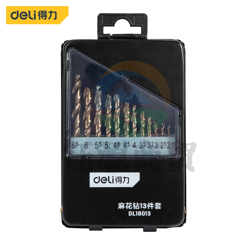 得力DL18013 麻花钻电钻冲击钻头 金属打孔麻花钻13件套1.5-6.5mm