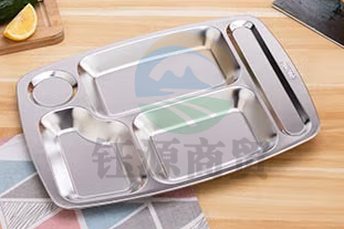 304大5格 不锈钢方形学生快餐盘 餐厅食堂加厚饭菜盘35.5*26.5cm