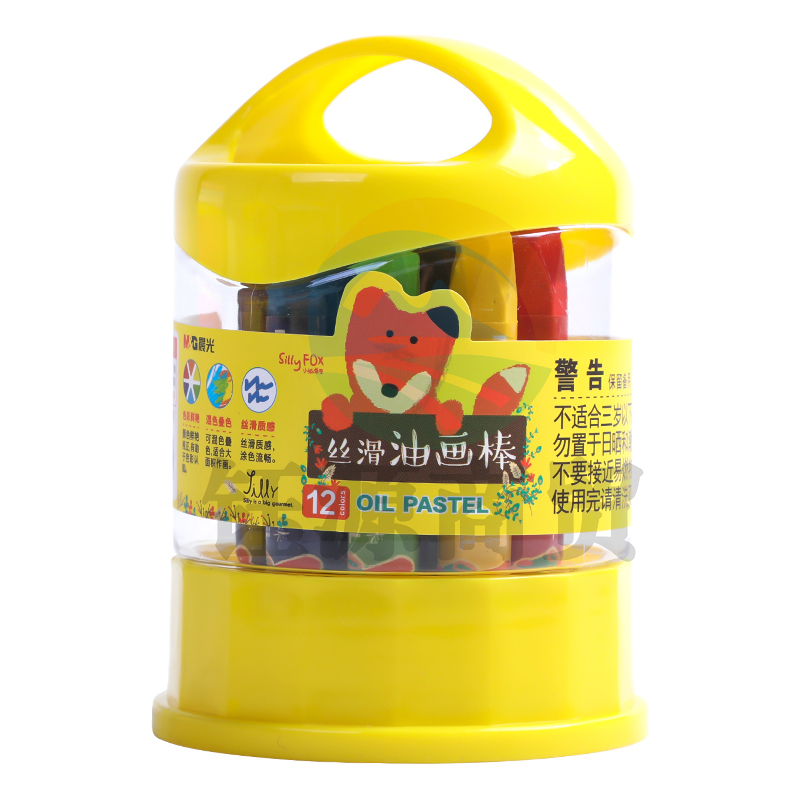 晨光油画棒彩色蜡笔小狐希里桶装12色(电商)AGMY3307