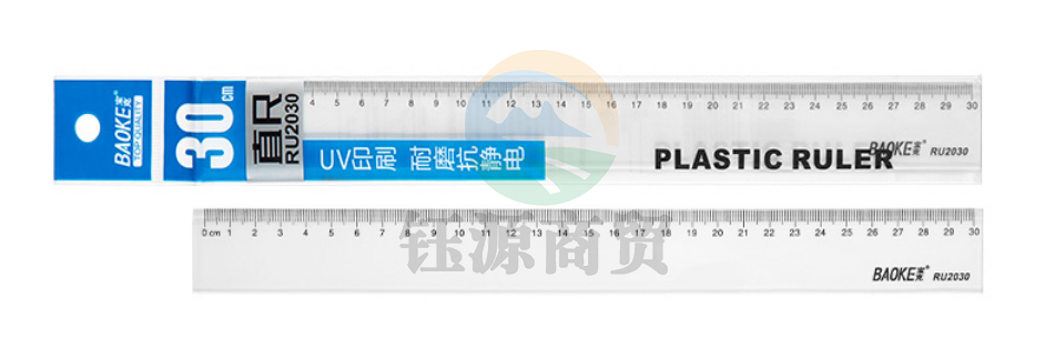 宝克(BAOKE)RU2030 30cm办公通用直尺 绘图测量尺子 办公尺子学生尺子透明多功能 办公用品 文具 30cm透明直尺