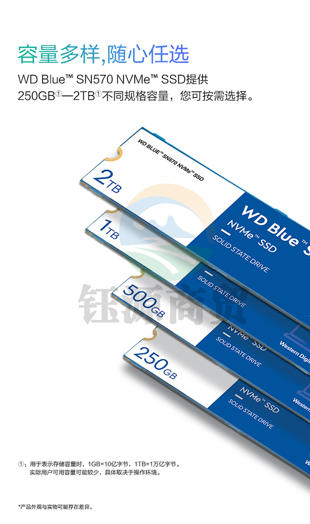 西部数据(Western Digital)1TB SSD固态硬盘 M.2接口(NVMe协议) WD Blue SN570 四通道PCIe 高速