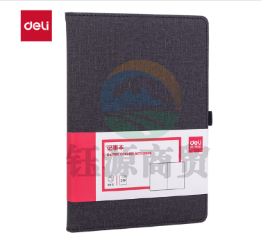 得力(deli)25K96张简约布艺风记事本办公用品 工作日志本带笔插笔记本子文具 黑色7991     WLSZ02031112023823