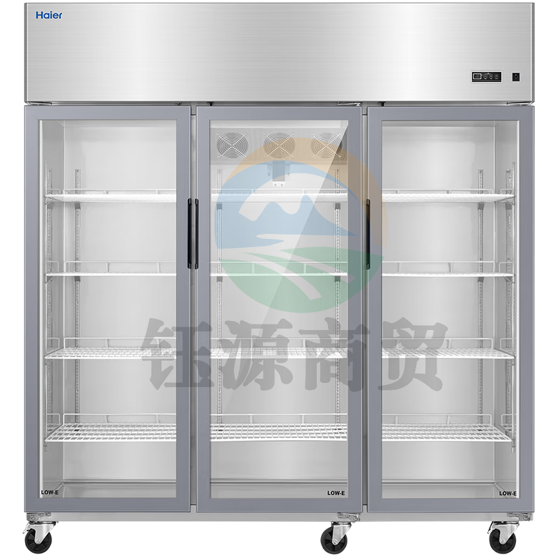 海尔商用三门厨房冰柜1386升风冷无霜全冷藏冰柜 饭店后厨餐厅食堂保鲜玻璃门柜SLG-1465C3W