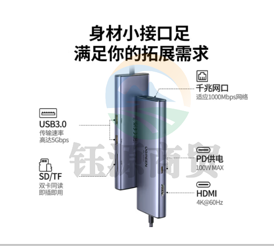 绿联(UGREEN)60515 Type-C扩展坞USB-C雷电4拓展坞HDMI转换器4K60Hz网线hub分线器读卡适用华为苹果MacBook/Mac mini  七合一  投屏+千兆+双读卡 4K60HZ