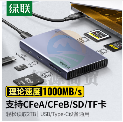 绿联(UGREEN)15583 USB/Type-C读卡器3.2高速 支持索尼佳能相机cfeA/cfeB/SD/TF卡手机无人机 适用CFexpressA/B内存卡