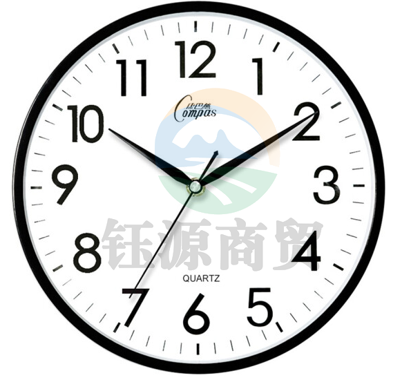 康巴丝 挂钟 创意简约钟表客厅静音石英钟表挂墙卧室时钟挂表 C2855 黑色